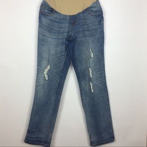 Indigo Blue distressed petite maternity jeans